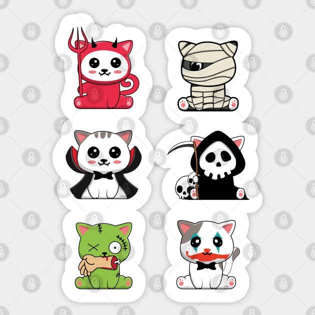 Cute Halloween Cats Pack Sticker by Luna Illustration